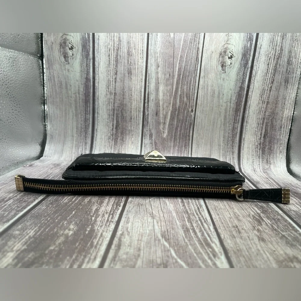 L.A.M.B VTG Y2K Gwen Stefani Black Zip Wallet Patent Leather & Fabric RARE - Picture 5 of 16